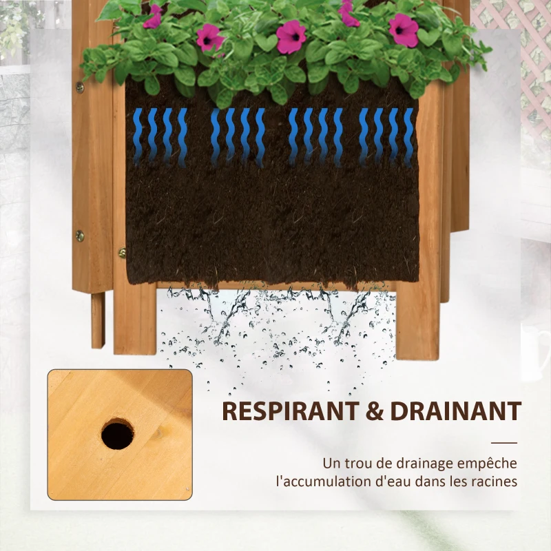 Outsunny Jardinière avec treillis sur pieds pour plantes - dim. 54,5L x 52l x 180H cm - Bois Sapin pré-huilé