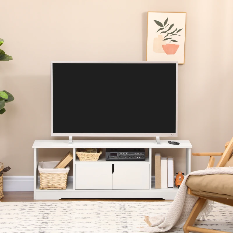 HOMCOM Mobile Porta TV Fino a 42" con Armadietto e Ripiani Aperti in Legno, 120x30x41cm