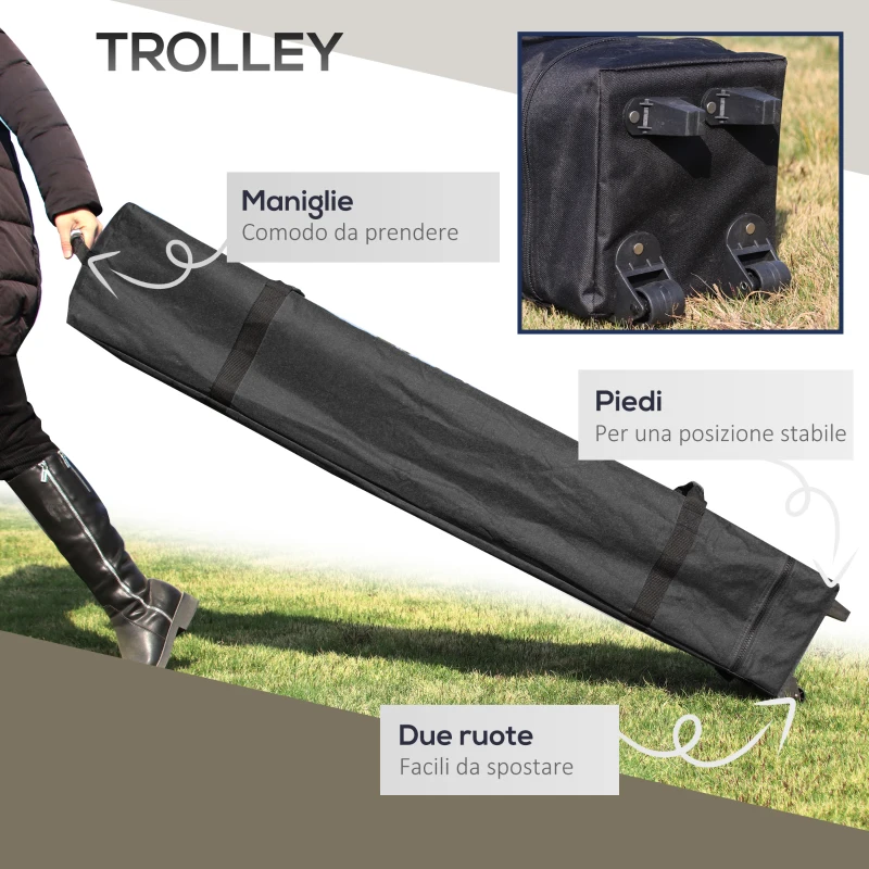 Outsunny Gazebo Pieghevole 4x4 con Borsa da Trasporto, Picchetti, Funi e Sacchi di Sabbia Inclusi, 392x392x283 cm, Grigio