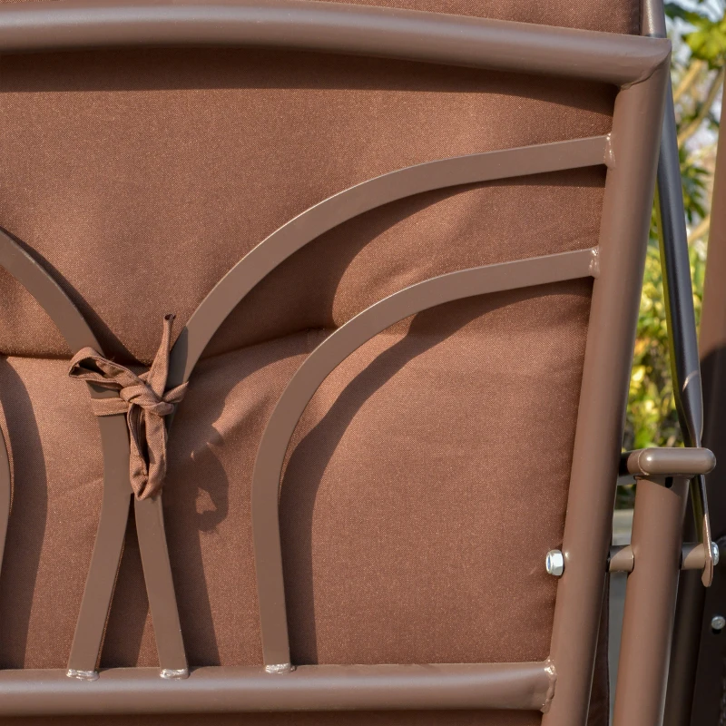 Outsunny Dondolo da Giardino 2 Posti con Tettuccio Regolabile e Porta Bicchieri, 157x118x180 cm, Marrone