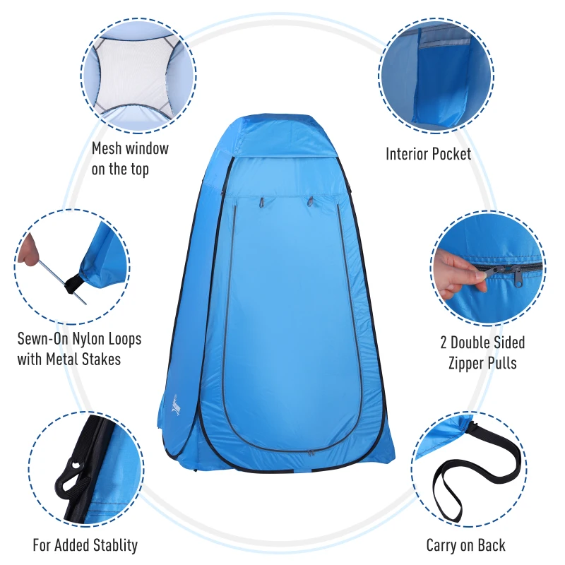 Outsunny Pop Up Shower Tent Camping Toilet  Privacy for Outdoor Changing Dressing Fishing Bathing Storage Room Tents, Portable with Carrying Bag