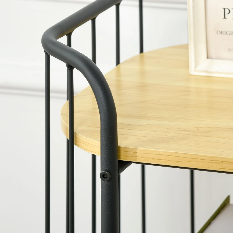 HOMCOM Carrello da Cucina Multiuso a 3 Livelli in Truciolato e Acciaio con Maniglia e 4 Ruote, 79x38x95 cm