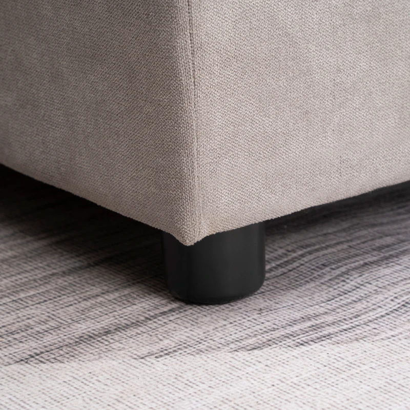 HOMCOM Divano Letto 3 Posti con Chaise Longue Contenitore in Tessuto, 217x134x85cm, Grigio