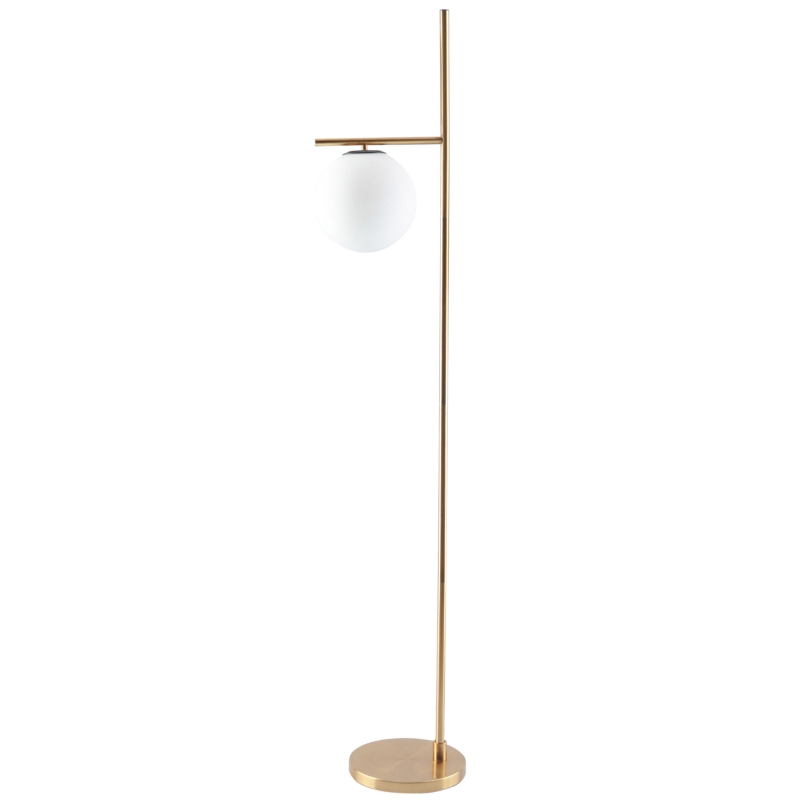 HOMCOM Lampadaire lampe à pied en métal avec abat-jour câble de 180 cm avec interrupteur à pied 30 x 25 x 159 cm or blanc