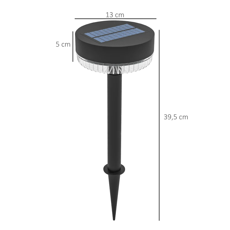 Outsunny Solar Gartenleuchten, wasserdicht, Warmweiß LED, 10-12h Betriebszeit, Schwarz