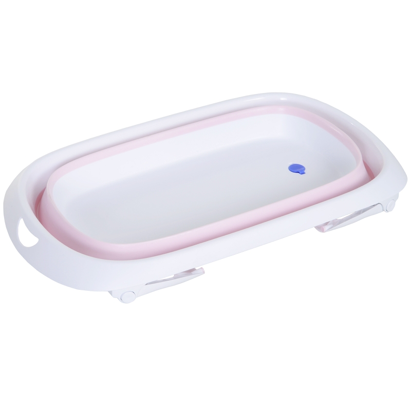 HOMCOM Faltbare Baby Badewanne Ergonomische Babywanne rutschfest klappbar Kunststoff Rosa 80 x 48 x 21 cm