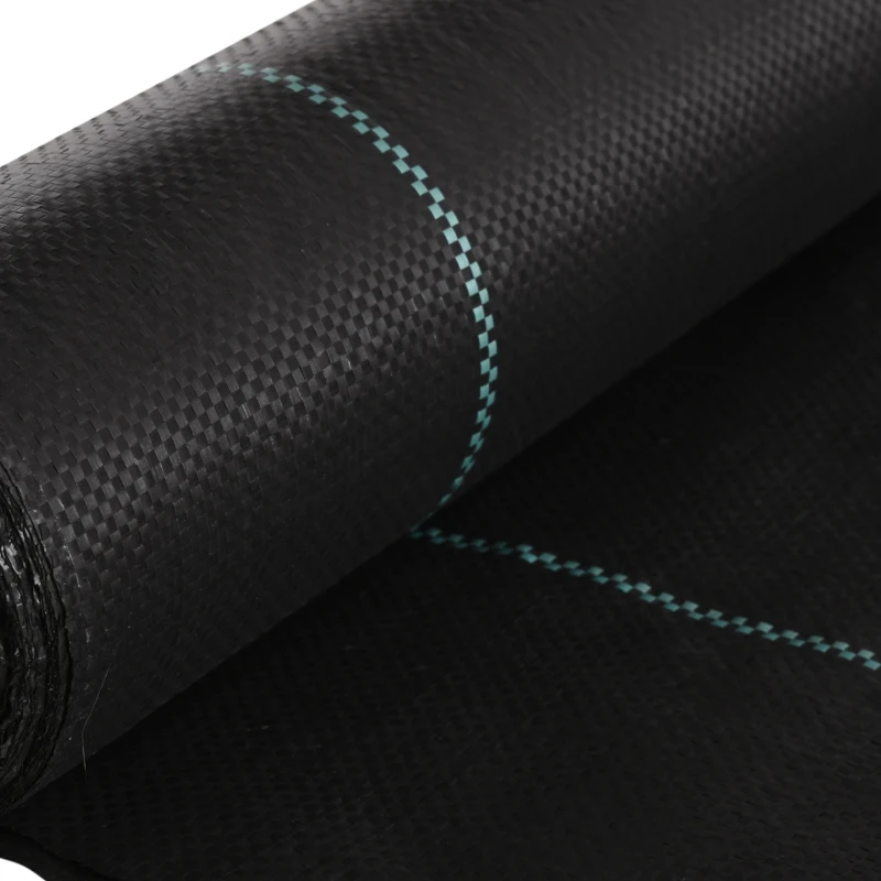 Outsunny Malla Geotextil 2x25 m Malla de Jardín contra Malas Hierbas 60 g/m² Rollo de Malla Antimaleza Negro