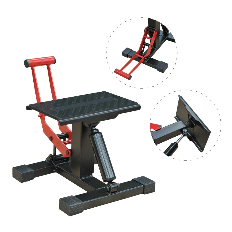 HOMCOM Caballete Elevador Universal Altura Ajustable 245-355 mm para Moto tipo Soporte de Motocross para Aparcar o Reparar Amortiguamiento Acero