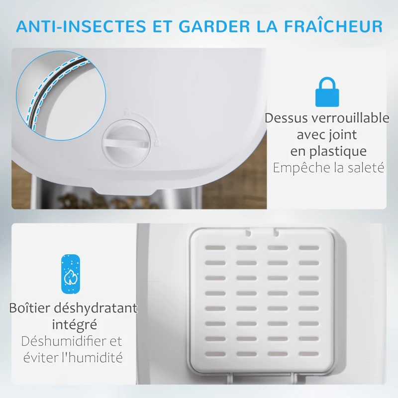 PawHut Distributeur 6L automatique de croquettes pour chien chat programmable avec Bol en Acier Inoxydable 4 repas - réservoir avec enregistrement vocal