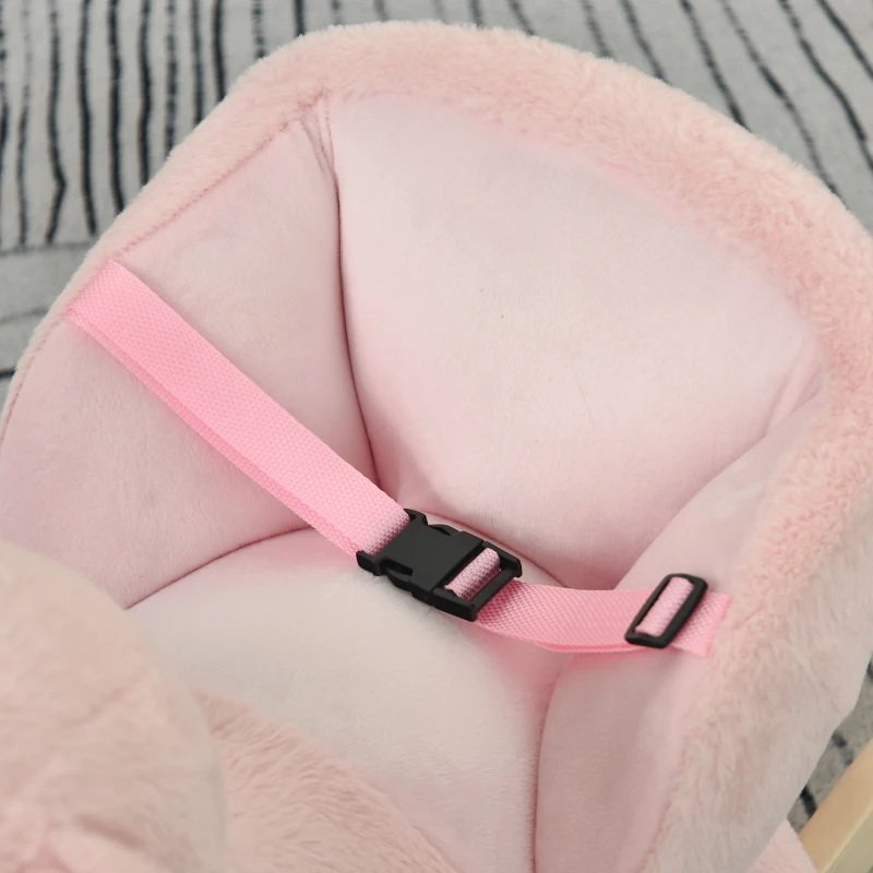 HOMCOM Cavallo a Dondolo a Forma di Coniglio con Suoni, Cavalluccio a Dondolo per Bambini 18-36 Mesi Interattivo, Rosa, 60x33x50cm