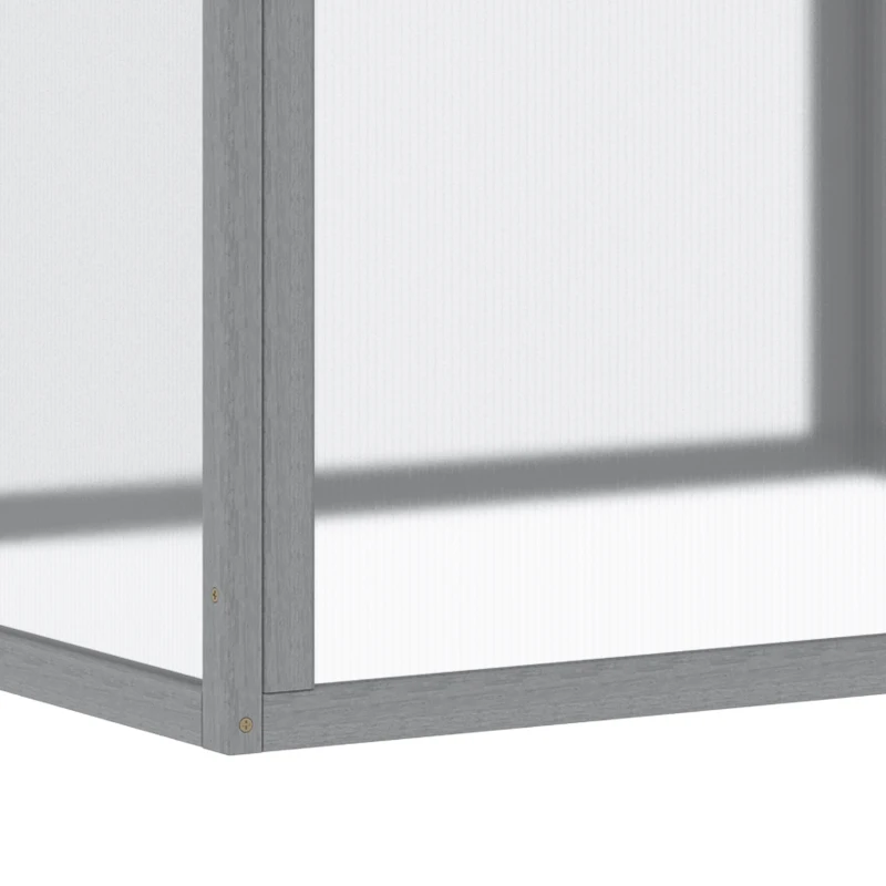 Outsunny Frühbeet Treibhaus Gewächshaus Frühbeetkasten Pflanzenbeet mit Abdeckung aus Holz und Polycarbonat wetterfest Hellgrau 90 x 80 x 58 cm