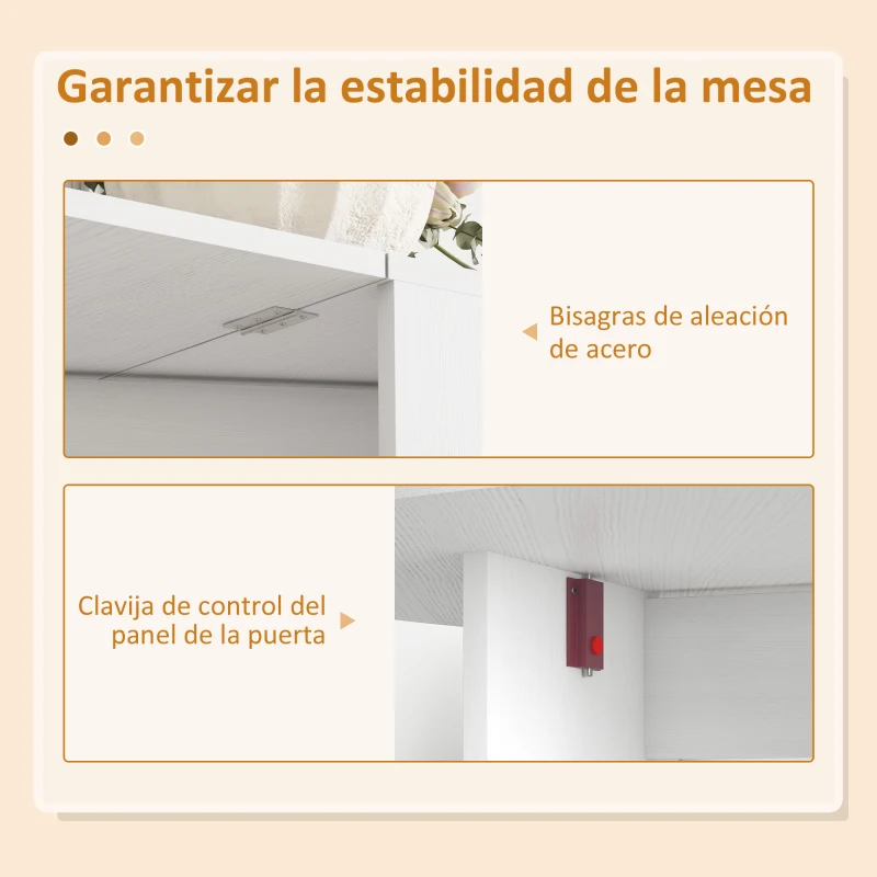 HOMCOM Mesa de Cocina Plegable con Alas Abatibles Mesa Multifuncional de Estilo Moderno de Forma Ovalada 163x80x75 cm Blanco