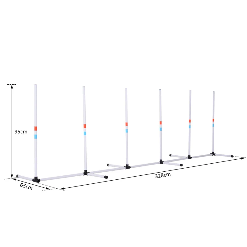 PawHut Agility sport pour chien lot de 6 slaloms professionnels d'agilité avec sac de transport plastique blanc