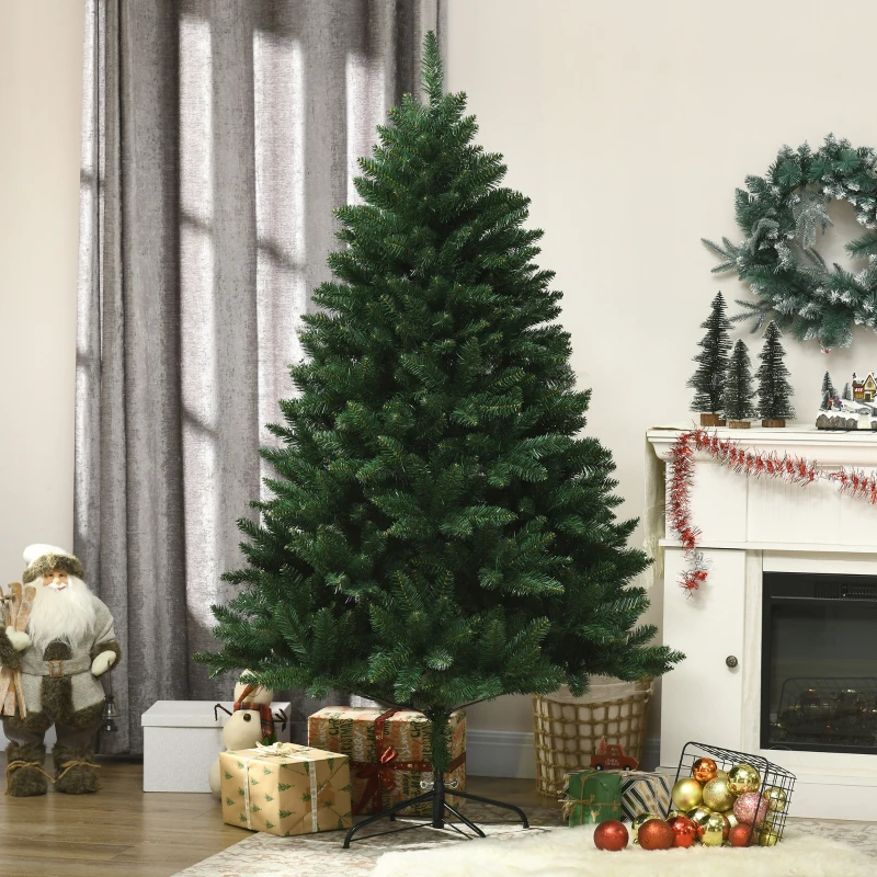 HOMCOM Albero di Natale Artificiale 180cm con 800 Rami e Base in Metallo, Verde