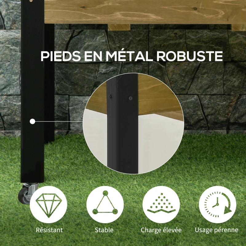 Outsunny Jardinière sur Pieds - Potager sur roulettes - Inserts d'irrigation, Feutre de Drainage Inclus - Bois Sapin Autoclave