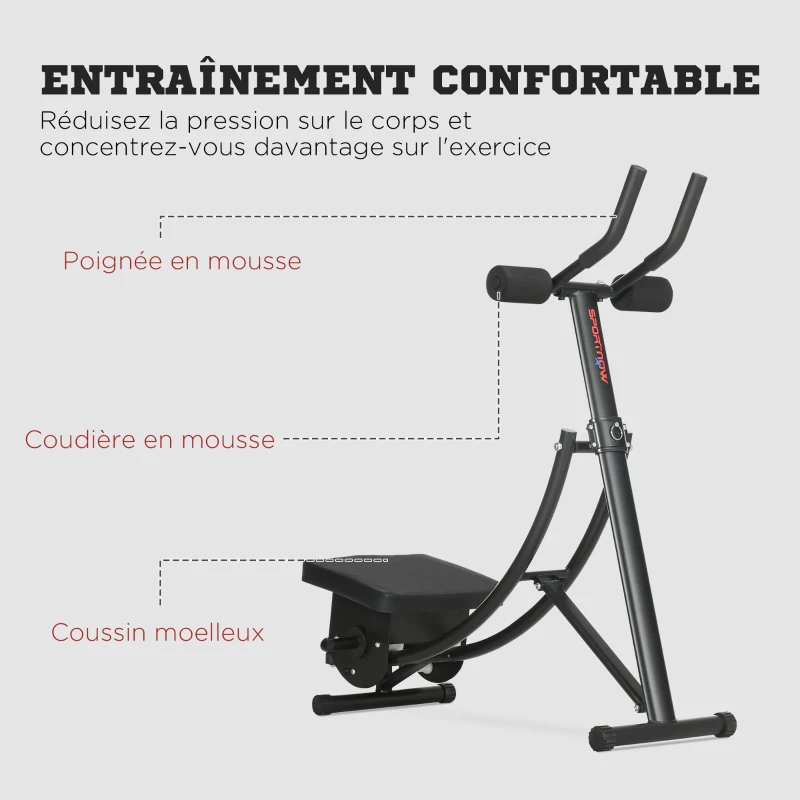 SPORTNOW Appareil à abdominaux Ab crunch fitness pliable charge max. 120 Kg 105 x 45 x 110 cm noir