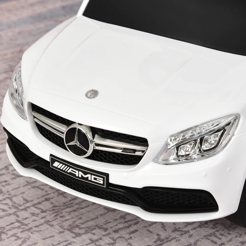 HOMCOM 2-in-1 Rutschauto, Schiebewagen, Mercedes Benz, versteckter Stauraum, für 12 bis 36 Monate, Weiß