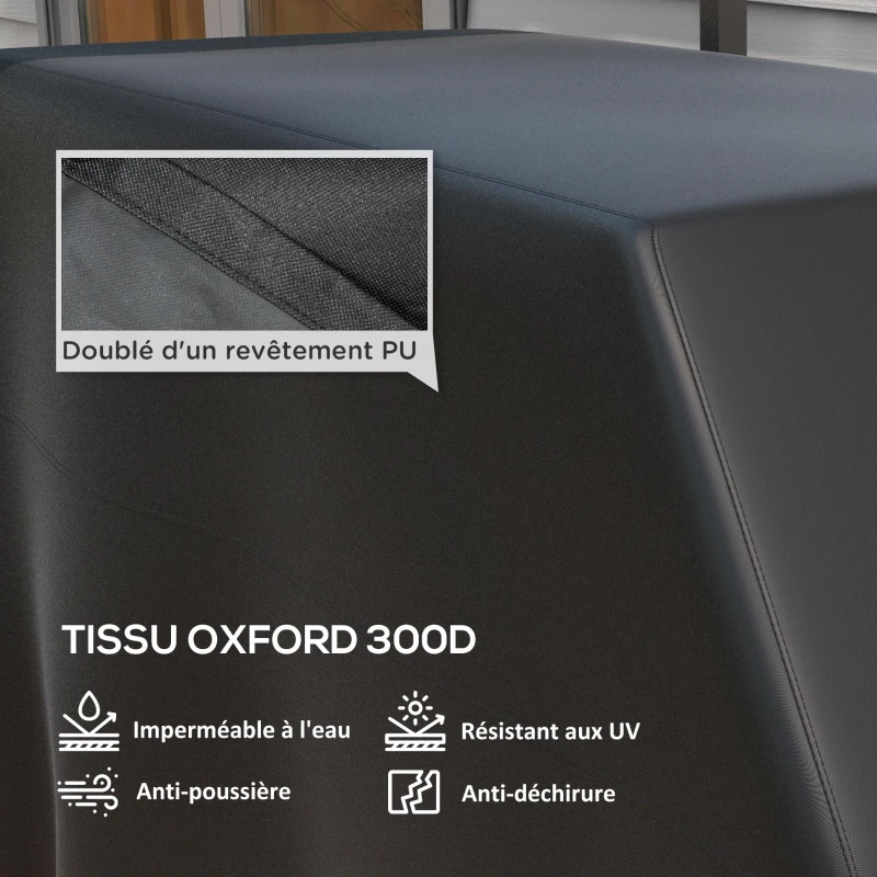 Outsunny Housse de protection pour barbecue en tissu 300D Oxford, imperméable, anti-UV, avec boucles coupe-vent 188 x 71 x 125cm