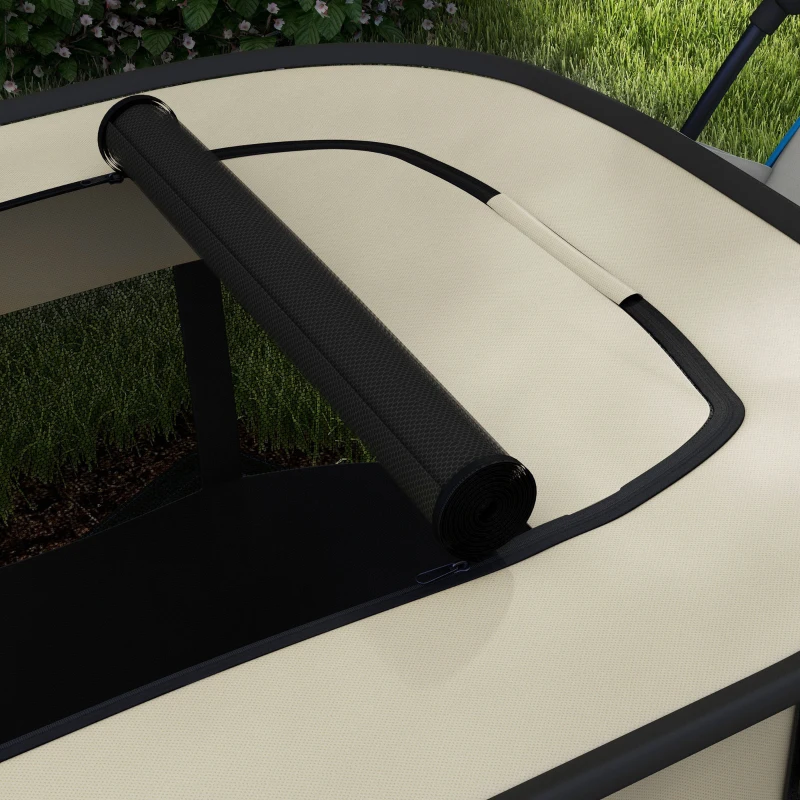 PawHut Parc enclos pliable pour chien chat petits animaux en tissu Oxford avec rangement 94 x 74 x 60 cm blanc crème et noir