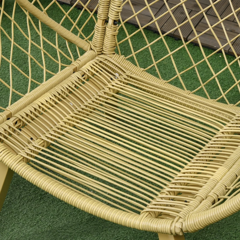 Outsunny Sillón de Ratán Sintético en Forma de Huevo con Reposacabezas  y Cojín Carga 160 kg 88x85x143 cm Natural y Crema