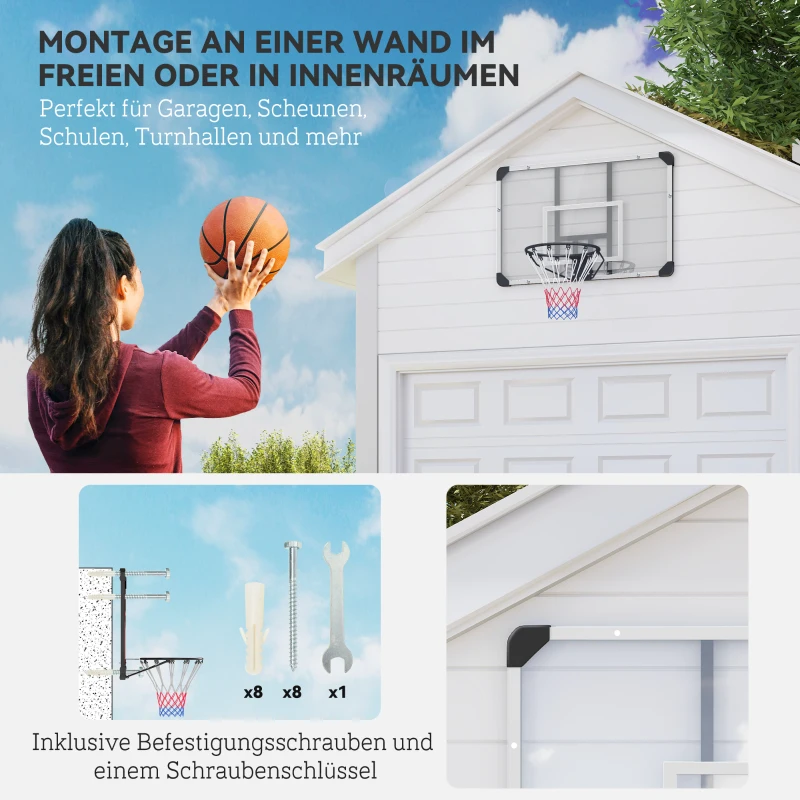 SPORTNOW Basketballkorb, bruchsichere Rückwand, höhenverstellbar, Indoor & Outdoor, Stahlrahmen, Schwarz(m-4)