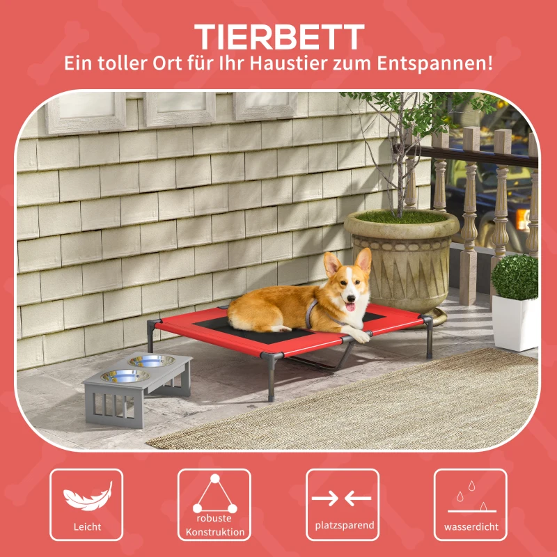 PawHut Hundebett, Hundeliege, robust, erhöht & wetterfest, bis 50 kg, 92x76x18cm, Rot