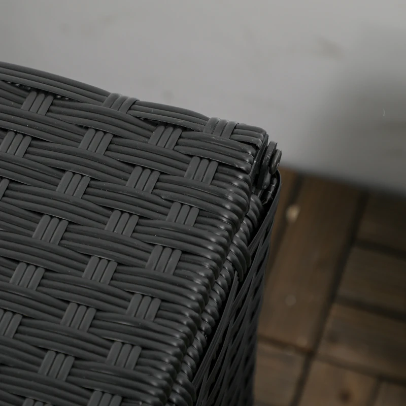 Outsunny Baule da Giardino in Rattan e Acciaio con Coperchio, 95x60x53cm, Nero