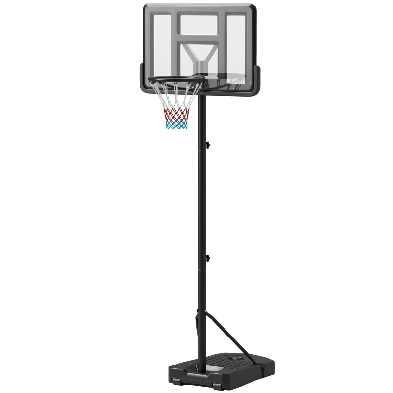 SPORTNOW Height Adjustable Basketball Stand Net Set System, Freestanding Basketball Hoop and Stand w/ Wheels, 200-305cm - Black
