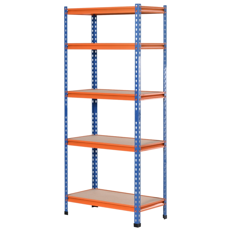 HOMCOM Estantería Metálica de Almacenaje 80x40x182 cm con 5 Niveles Ajustables en Altura Carga Máxima por Estante 300 kg para Almacén Garaje Taller Azul y Naranja