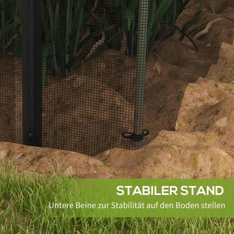 Outsunny Vogelschutznetz, Pflanzenschutz, robust, Tür mit Reißverschluss, 120x360x188 cm, Schwarz/Silber