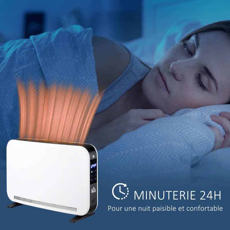 HOMCOM Radiateur électrique avec thermostat et timer - chauffage panneau à convection - panneau LED tactile