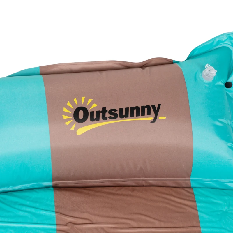 Outsunny Isomatte, für 2 Personen, selbstaufblasend, leicht, wasserabweisend, 192x135x3cm, Blau/Braun