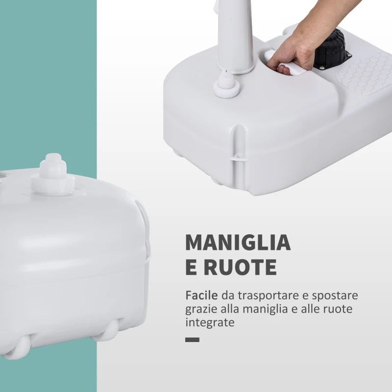Outsunny Lavabo Portatile da Campeggio con 2 Ruote, Serbatoio Acqua 17L e Serbatoio Sapone 2.5L, 51x33.5x103cm