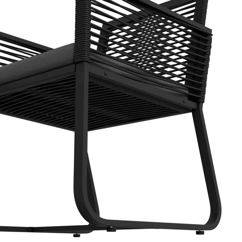 Outsunny 3-teiliges Bistro-Set Balkon-Set Terrassen-Set, wetterbeständig, modernes Design, 53 cm x 57 cm x 77 cm, Schwarz + Grau