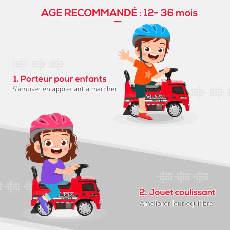HOMCOM Voiture porteur Enfants licence Mercedes Benz 12-36 Mois Coffre klaxon phares Rouge