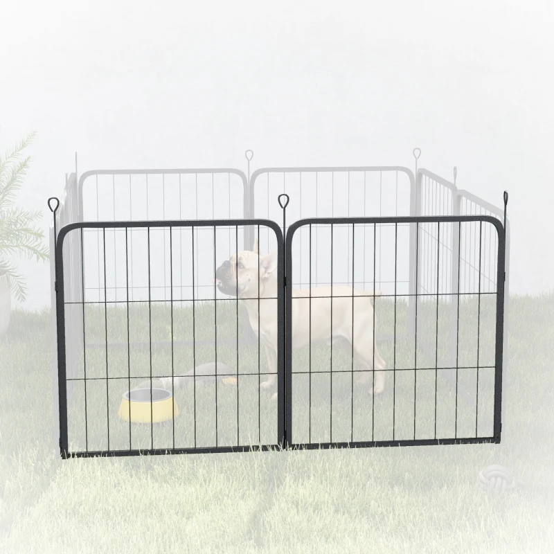 PawHut Two-Piece Dog Pen Expansion Pack for Small Dogs, 60cm Tall Animal Pen with Three Connecting Stakes
