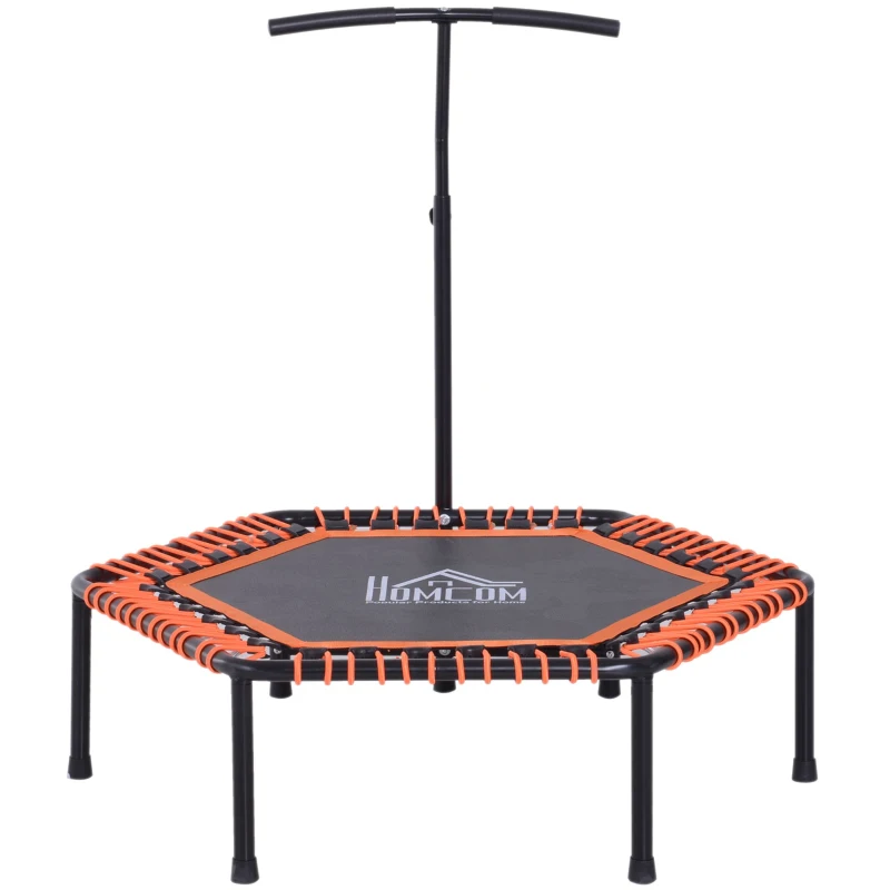 HOMCOM Fitness-Trampolin, Trampolin, Gartentrampolin für Joga, Stahl+Kunststoff+EVA, Schwarz+Orange, 121,92 x 121,92 x 138 cm