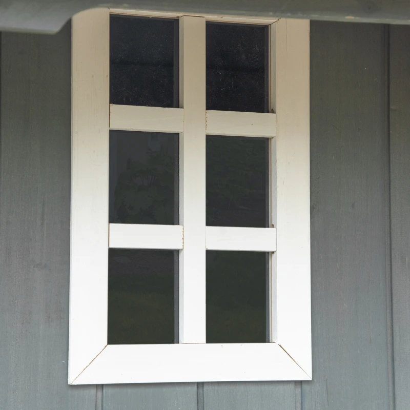 PawHut Gallinero de Madera Exterior Jaula para 2-3 Gallinas con Corral de Alambre Nido Techo Asfáltico Bandeja Extraíble 2 Perchas y Rampa 209,5x96x123 cm Gris Azulado