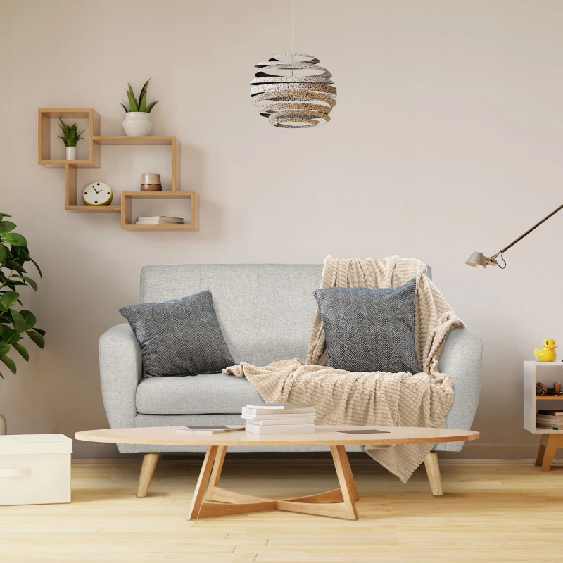 HOMCOM Canapé 2 places banquette style scandinave dossier capitonné en tissu 149 x 76,5 x 86 cm - gris clair