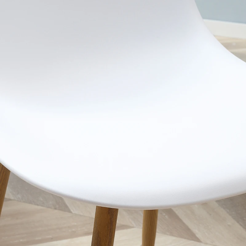 HOMCOM Pack de 4 Sillas de Comedor con Respaldo Alto y Patas de Metal para Salón Cocina 45x52x85,5 cm Blanco y Natural