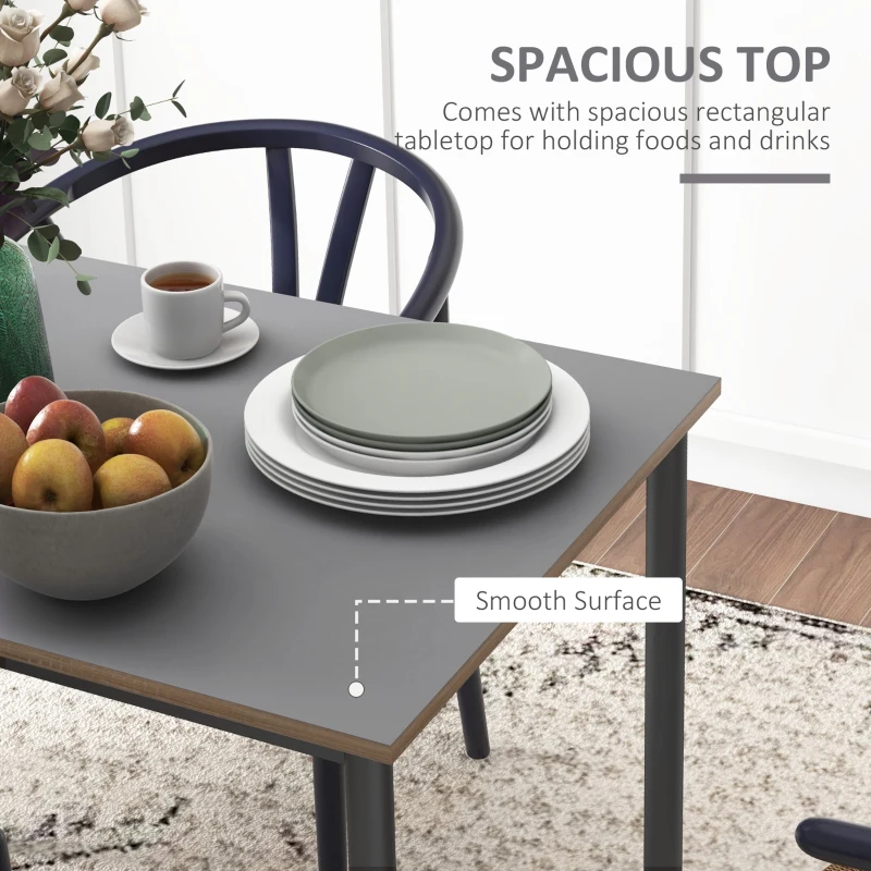 HOMCOM Dining Table w/Steel Frame，Kitchen Table for 4 People，75H x 120L x 70Wcm，Minimalistic Style for Living Room, Dining Room Grey