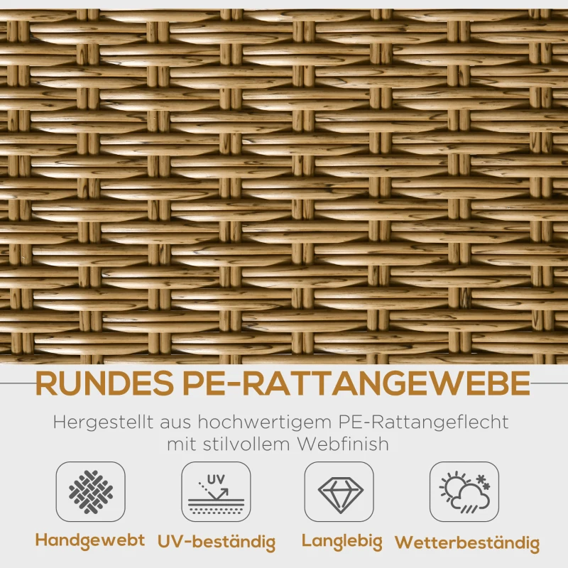 Outsunny Gartenmöbel-Set aus PE-Rattan, PE-Rattan-Lounge-Set, 5tlg., Schwarz +Braun + Grau