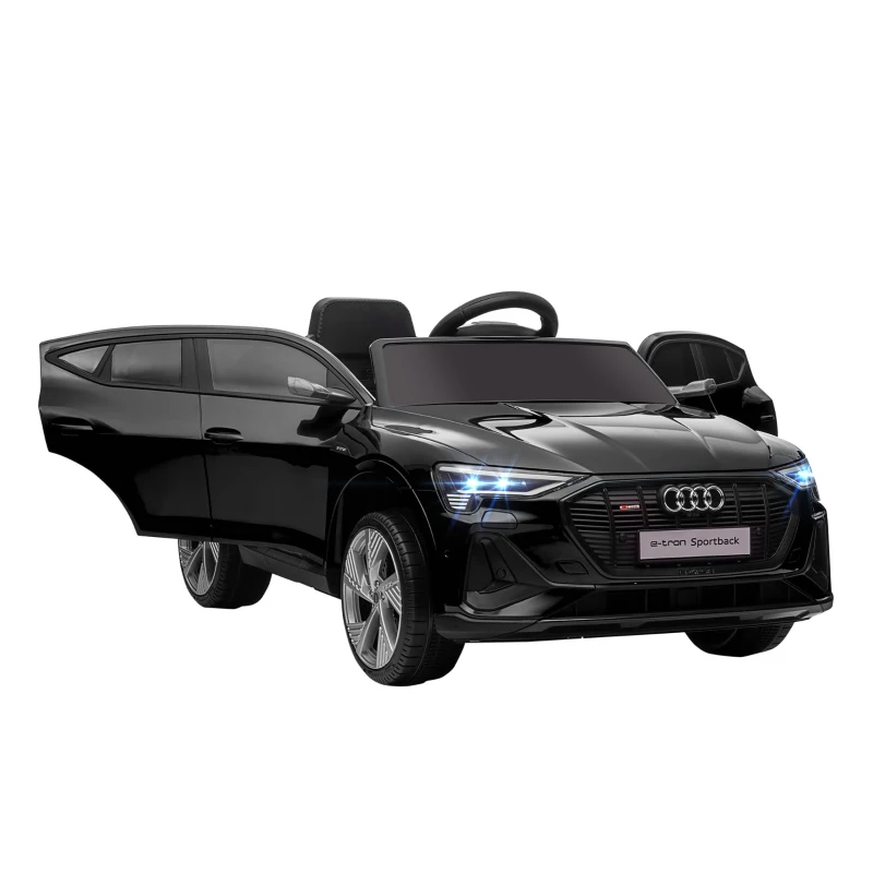 HOMCOM Elektro Kinderauto 12V Elektrofahrzeug Audi E-tron Elektroauto mit Fernbedienung, Sicherheitsgurt, Musik (MP3/USB/TF), Kinderfahrzeug für Kinder 3-5 Jahre, 3-5 km/h, Schwarz