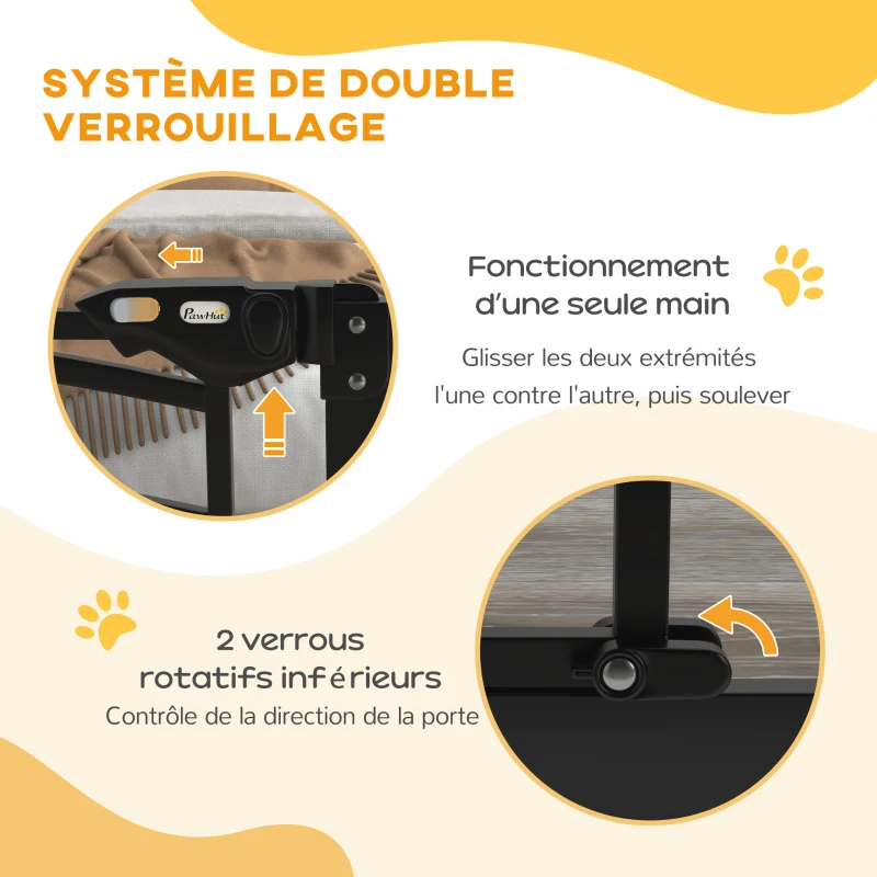 PawHut Barrière de sécurité animaux chien porte fermeture automatique sans perçage de 74 à 80 cm acier noir