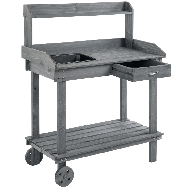 Outsunny Pflanztisch mit Schublade 92 cm x 45 cm x 119 cm