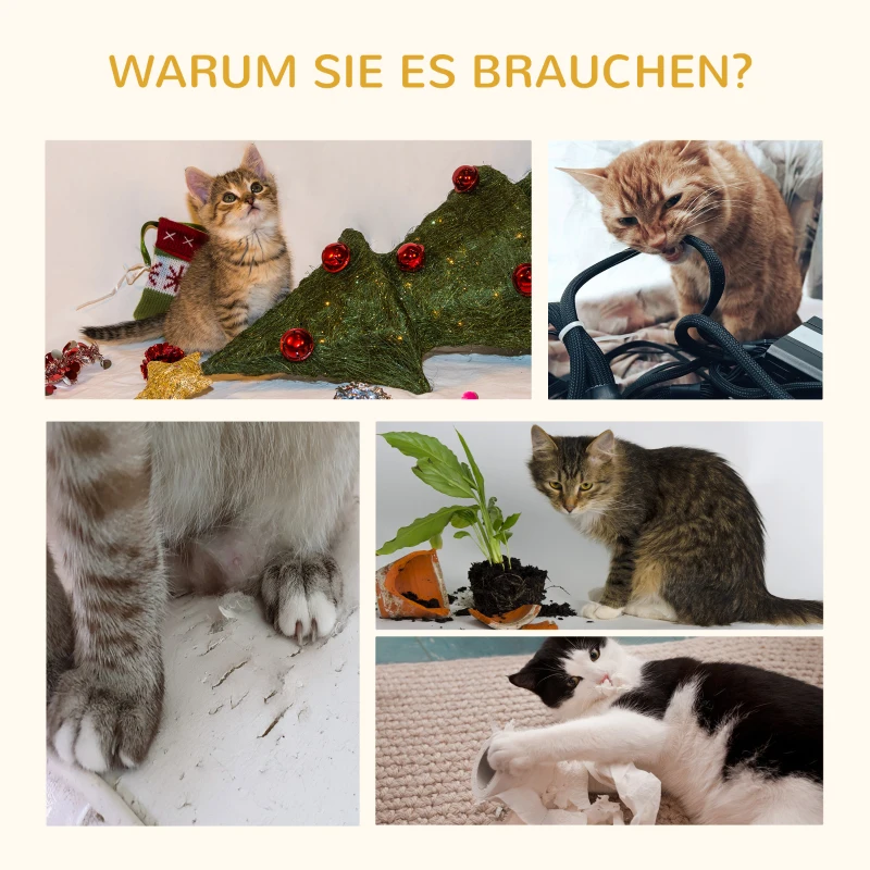 PawHut Kratzbaum mit Katzenhaus, Sisal-Kratzsäulen, waschbare Kissen, 100,5H x 57L x 37B cm, Weiß/Natur(m-6)