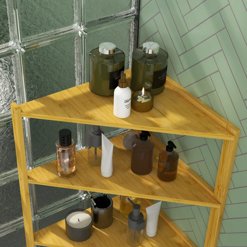 HOMCOM Meuble étagère de rangement 4 niveaux sur pieds en bambou - étagère salle de bain - dim. 37L x 34l x 79,5H cm