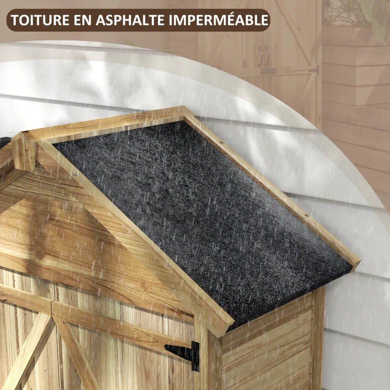 Outsunny Armoire de jardin abri jardin remise pour outils sur pied toit en asphalte imperméable doubles portes verrouillables