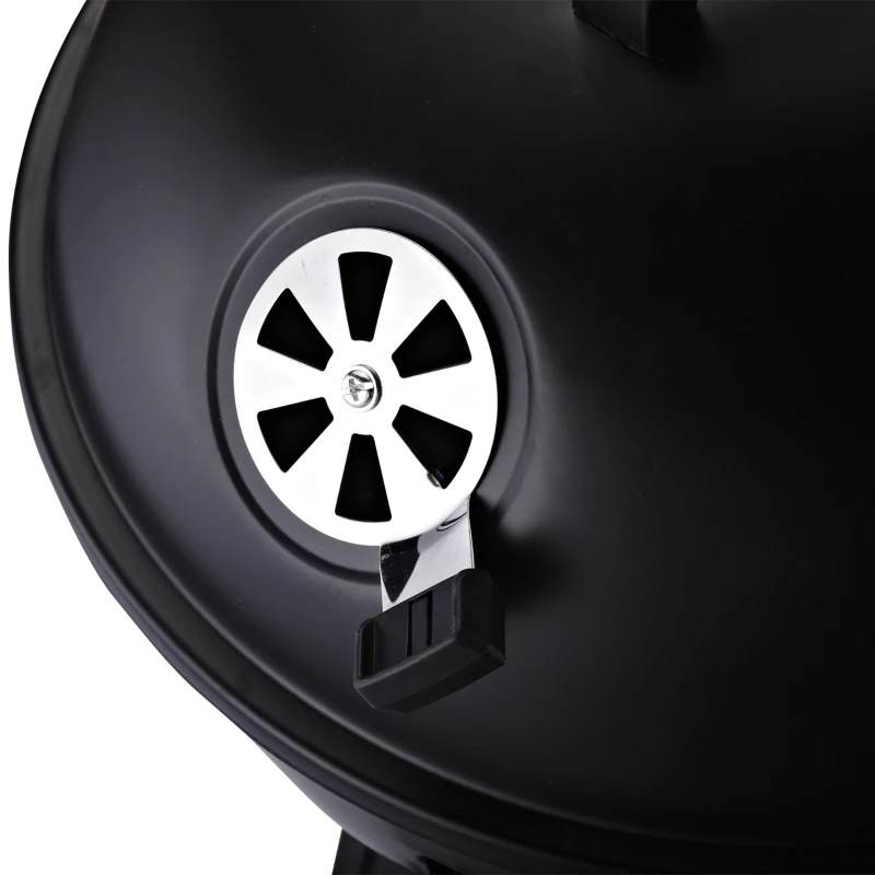 Outsunny Barbecue à charbon ronde portable barbecue de jardin résistant avec couvercle métal 36,5 x 36,5 x 54 cm noir