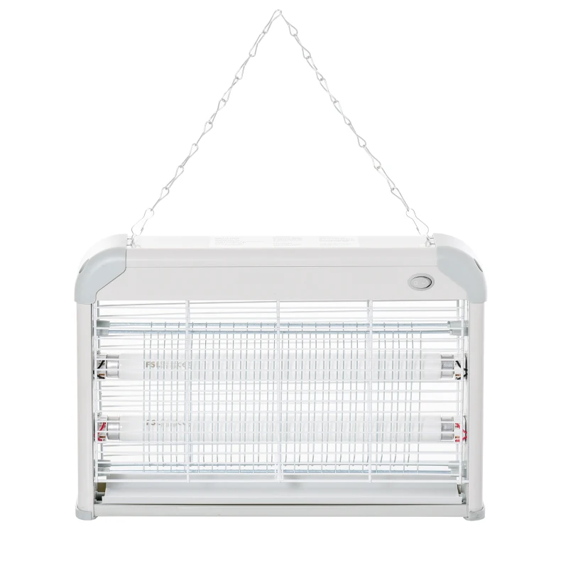 Outsunny Electric Fly Zapper, 20W Electric Fly Killer, Wall Hanging Bug Zapper Indoor & Outdoor Attracting Insect Mosquito Killer, Grey